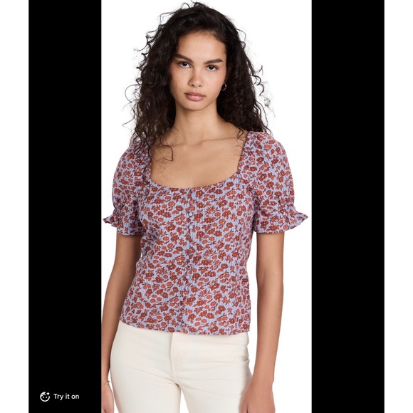 Madewell Tops - Madewell Smocked Top Womens 6 Button Front Piccola Floral NWT